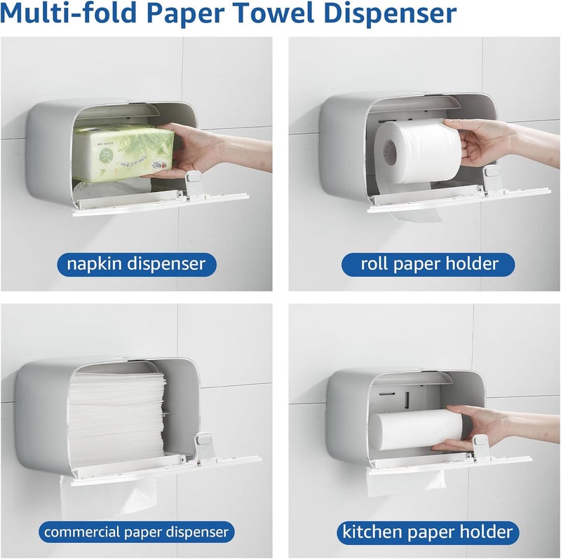 pollock Paper Towel Dispenser Holder Wall Mount,Commercial Paper Towel Dispenser Multi-fold Trifold C Fold,Hand Towel Holder,Paper Roll Napkin Tissue Dispenser,Paper Towel Holder for Bathroom Kitchen - Image 2